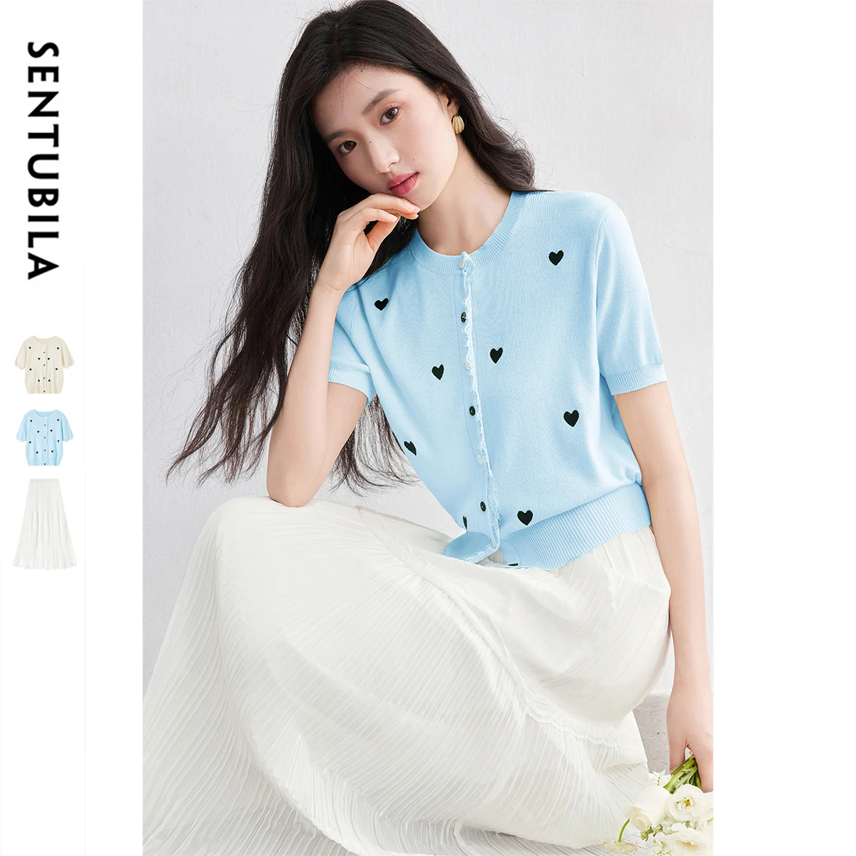 SENTUBILA Women Summer Knitted Suit 2025 Short Sleeve Cardigan with Pleated Skirt Two-piece Ladies Set Outfits Clothes W52ZC2361
SENTUBILA Women Summer Knitted Suit 2025 Short Sleeve Cardigan with Pleated Skirt Two-piece Ladies Set Outfits Clothes W52ZC2361