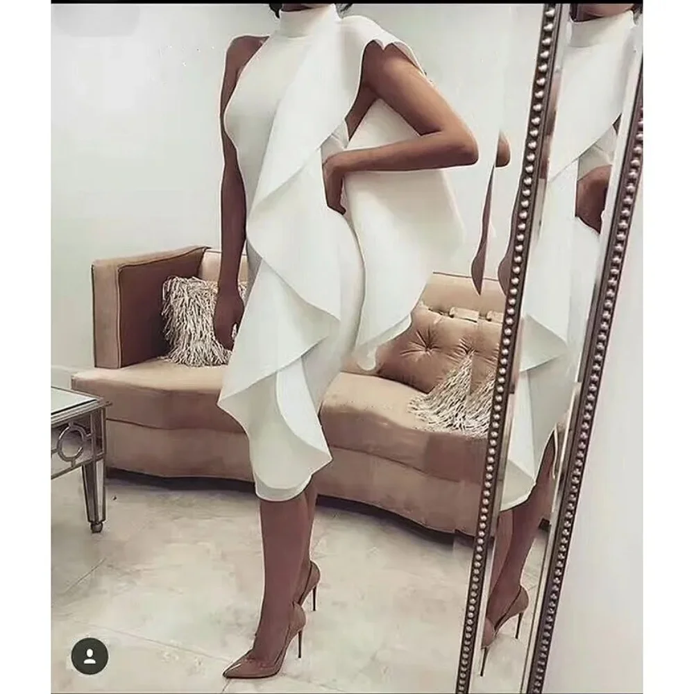 Simple Pure Satin Formal Evening Dress 2024 High Neck Sleeveless Ruched Sheath Short Knee-Length Wedding Party Dress Bridal Gown
Simple Pure Satin Formal Evening Dress 2024 High Neck Sleeveless Ruched Sheath Short Knee-Length Wedding Party Dress Bridal Gown