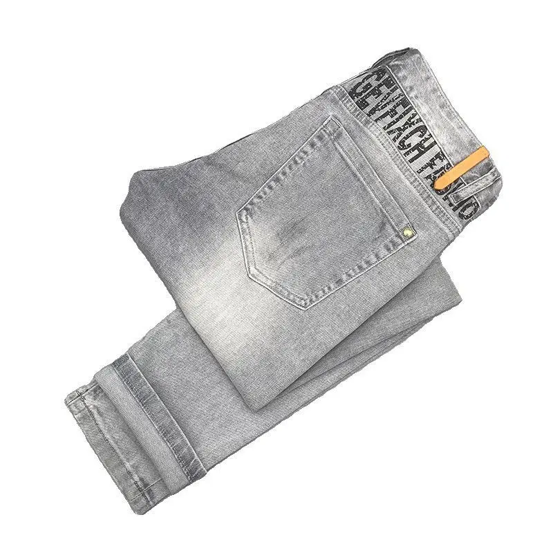 High-end 2025 Light Gray Jeans Men's Spring Summer Handsome Clothes for Man Elastic Slim-fit Small Feet Pants Skinny Jeans Men 
High-end 2025 Light Gray Jeans Men's Spring Summer Handsome Clothes for Man Elastic Slim-fit Small Feet Pants Skinny Jeans Men