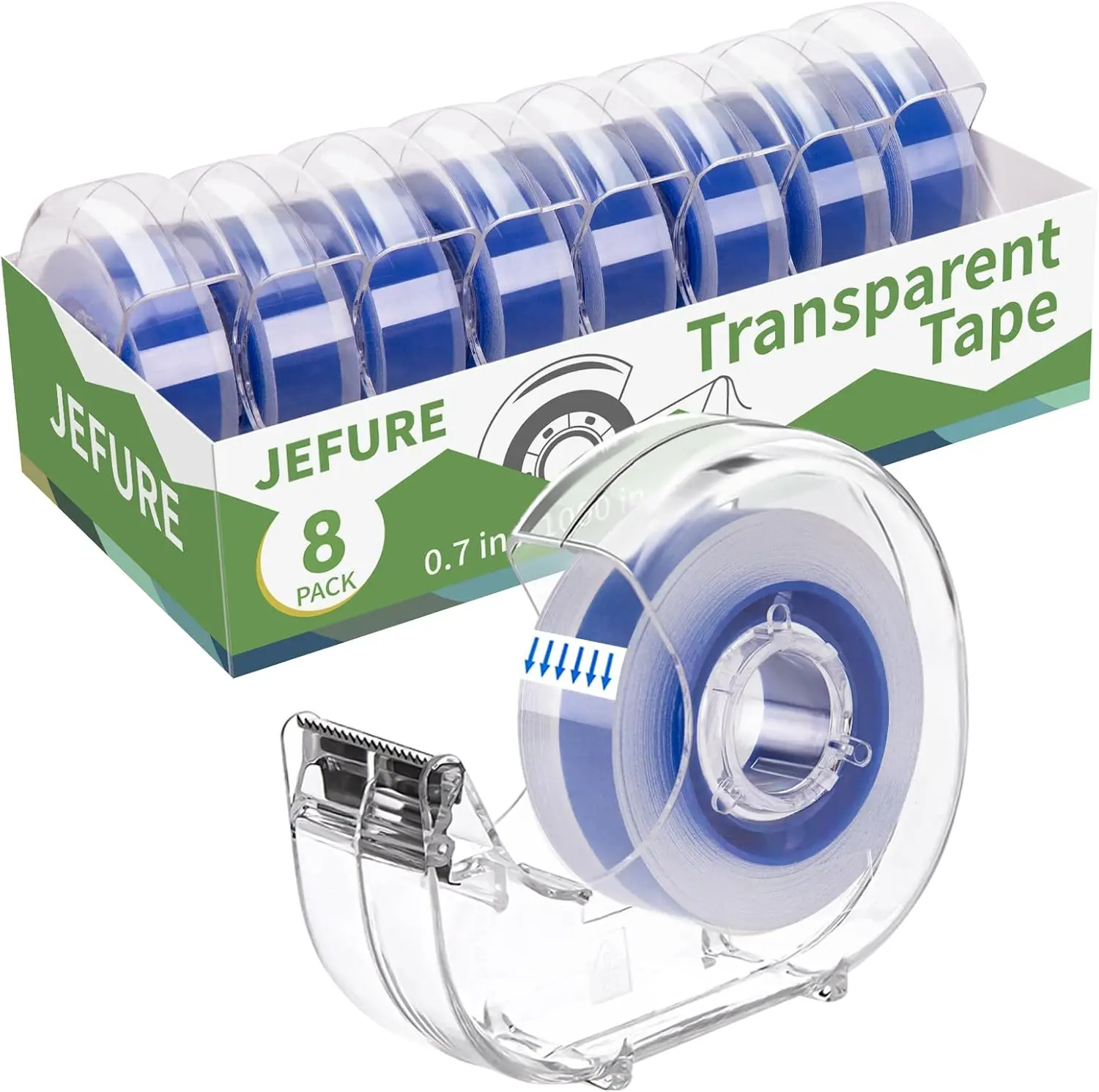 8 Pcs Clear Tape with Dispenser, 0.7 x 1000 in Blue Core Tape Rolls Bulk, Office Craft Gift Wrapping Refills
8 Pcs Clear Tape with Dispenser, 0.7 x 1000 in Blue Core Tape Rolls Bulk, Office Craft Gift Wrapping Refills