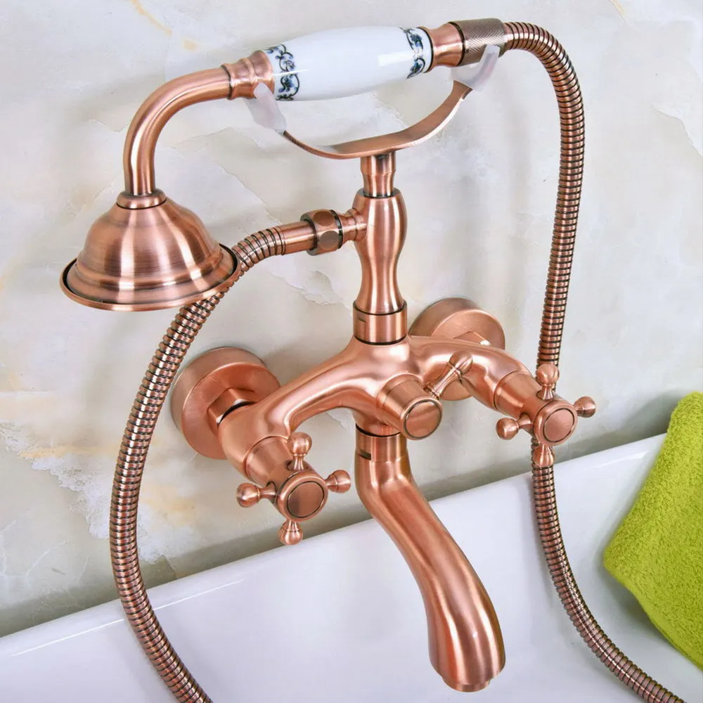 Antique Red Copper Brass Double Handles Wall Mounted Bathroom Clawfoot Bathtub Tub Faucet Mixer Tap w/Hand Shower ana322
Antique Red Copper Brass Double Handles Wall Mounted Bathroom Clawfoot Bathtub Tub Faucet Mixer Tap w/Hand Shower ana322