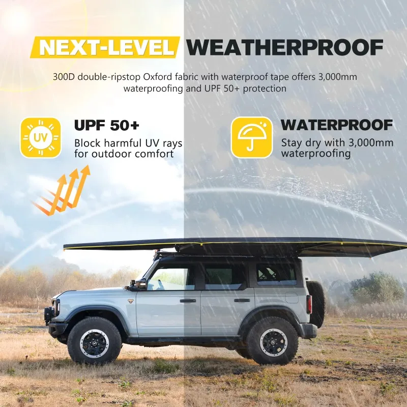INDUST Universal Extended 270 Degrees Car Side Awning Waterproof Free Standing Legless 4x4 Camping Vehicle Awning
INDUST Universal Extended 270 Degrees Car Side Awning Waterproof Free Standing Legless 4x4 Camping Vehicle Awning