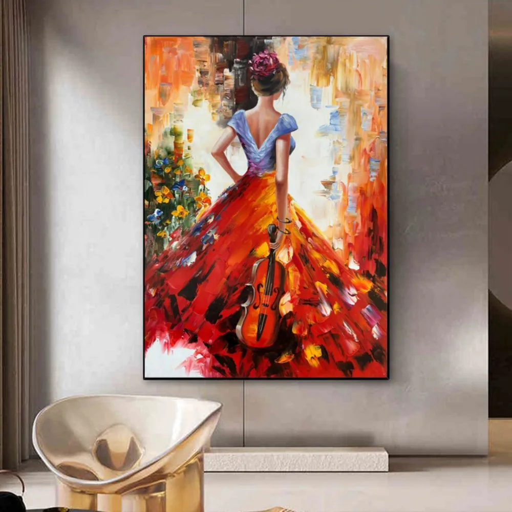Violinist Musician Dress Girl Wall Art Dancer Oil Paintings On Canvas Hand-Painted Home Music Room Decor Picture
Violinist Musician Dress Girl Wall Art Dancer Oil Paintings On Canvas Hand-Painted Home Music Room Decor Picture