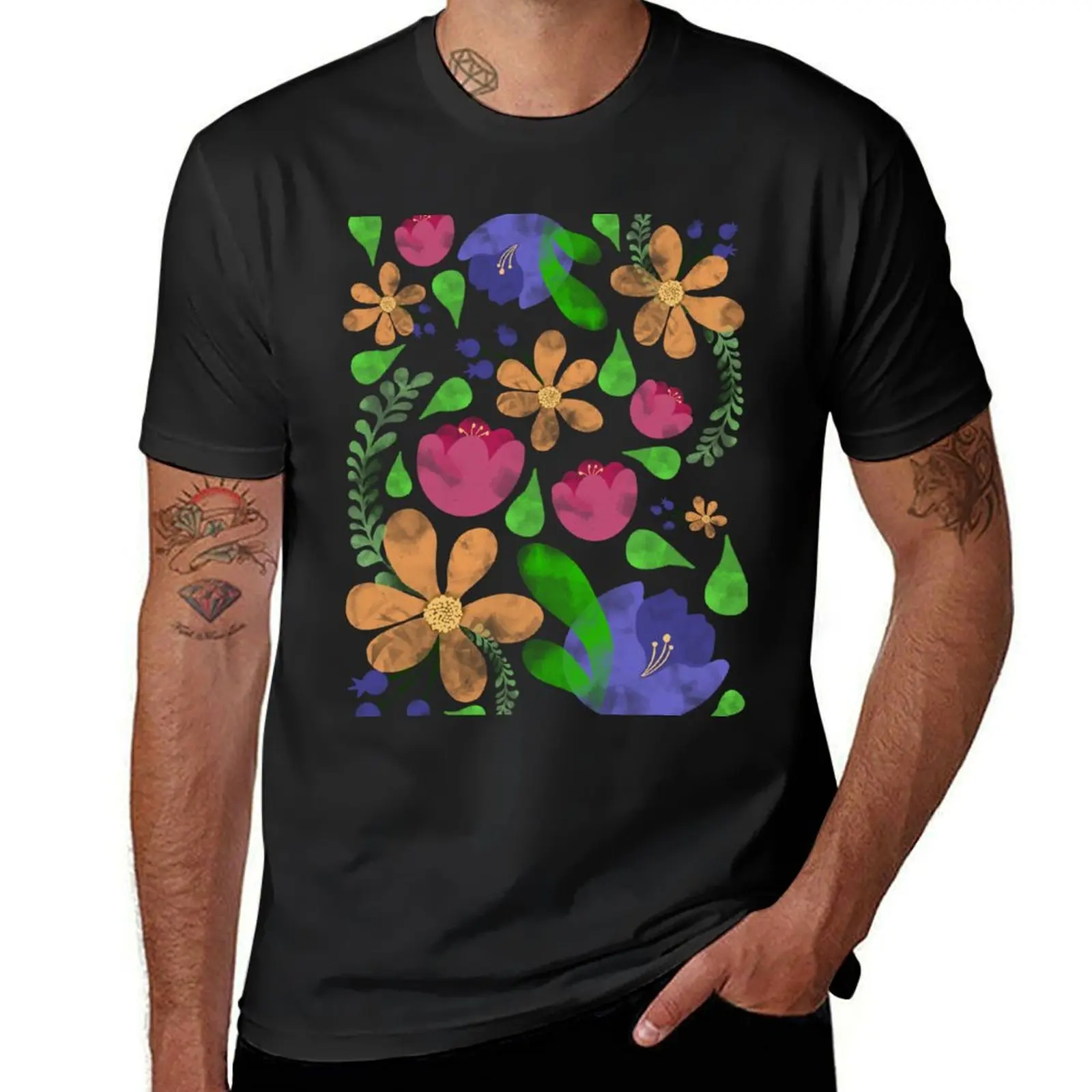 Spring Flower Pattern Design With Black Background T-shirt blacks plain funnys mens white t shirts
Spring Flower Pattern Design With Black Background T-shirt blacks plain funnys mens white t shirts