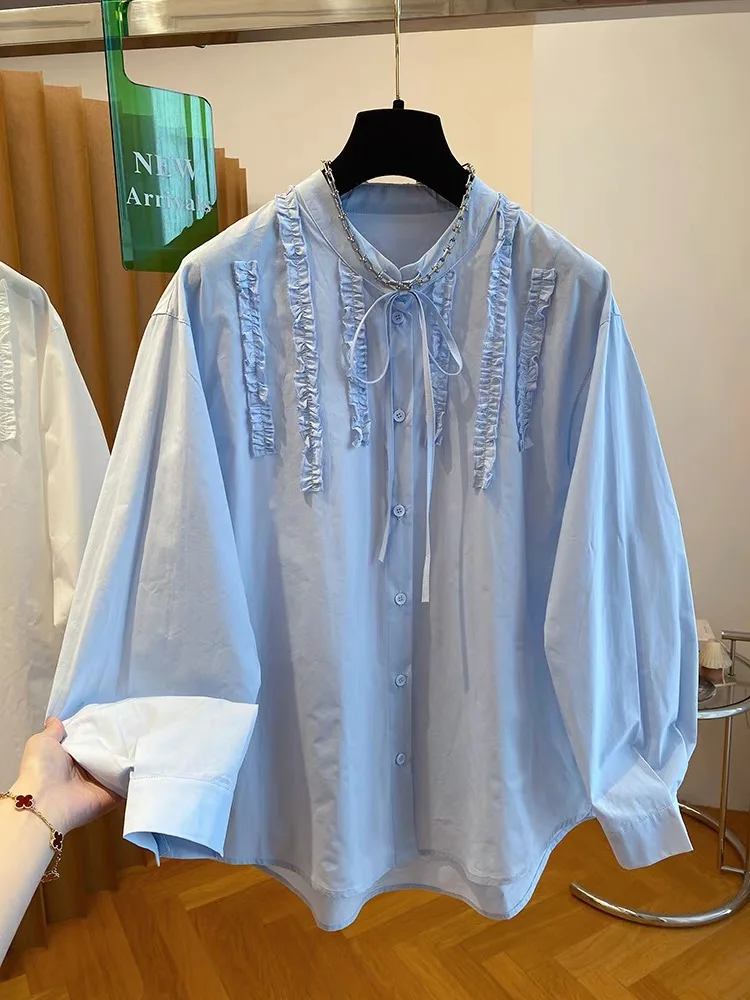 Spring New White Stand Collar Shirts Women Vintage Fashion Button Ruffles Spliced Blouse Casual Loose Versatile Long Sleeve Tops
Spring New White Stand Collar Shirts Women Vintage Fashion Button Ruffles Spliced Blouse Casual Loose Versatile Long Sleeve Tops