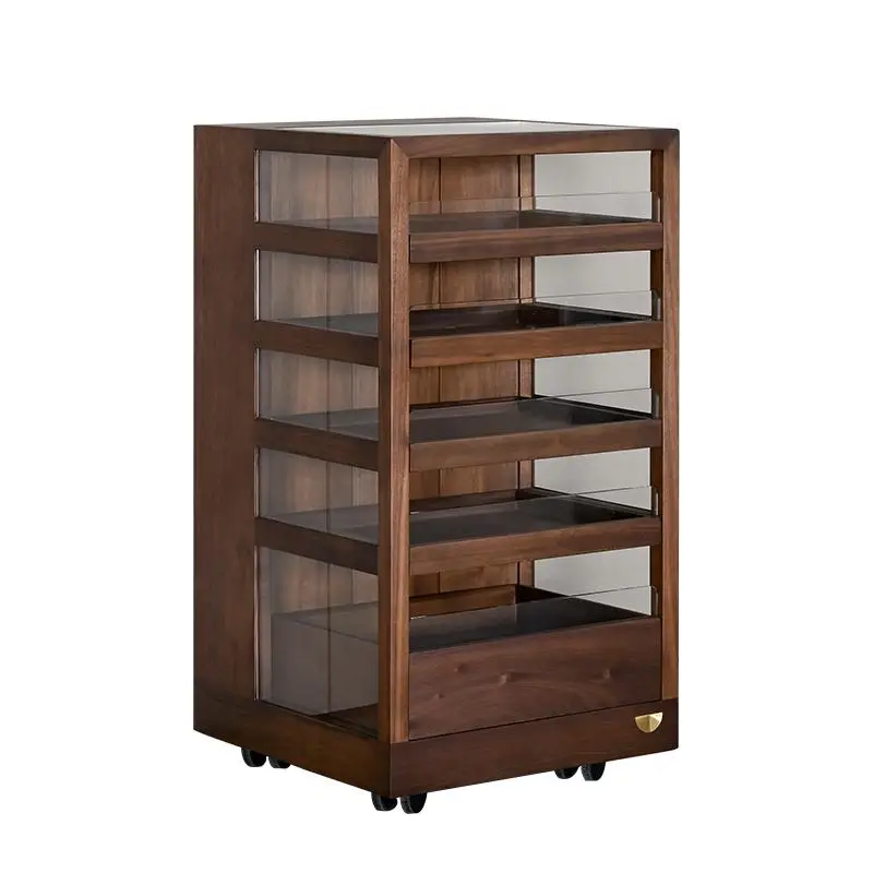 Black walnut tea set storage plexiglass display cabinet solid wood tea cabinet mobile small side cabinet tea table rack
Black walnut tea set storage plexiglass display cabinet solid wood tea cabinet mobile small side cabinet tea table rack