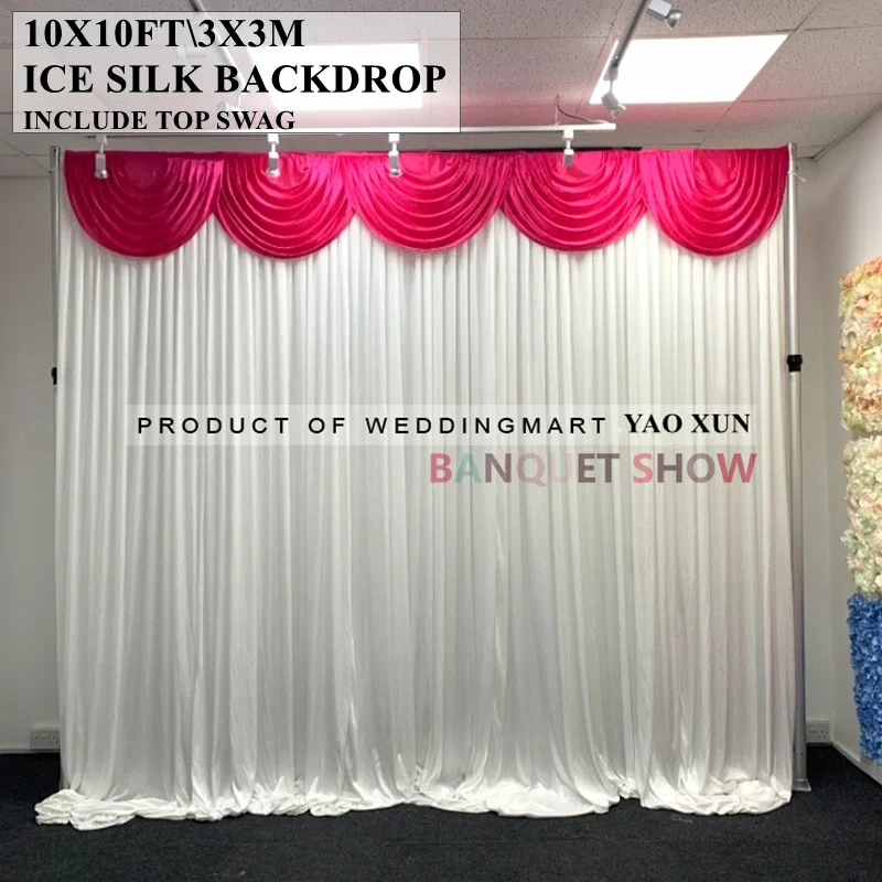 New Design Poly Ice Silk Backdrop Curtain Wedding Event Stage Background With Top Swag Drapery Party Decoration
New Design Poly Ice Silk Backdrop Curtain Wedding Event Stage Background With Top Swag Drapery Party Decoration