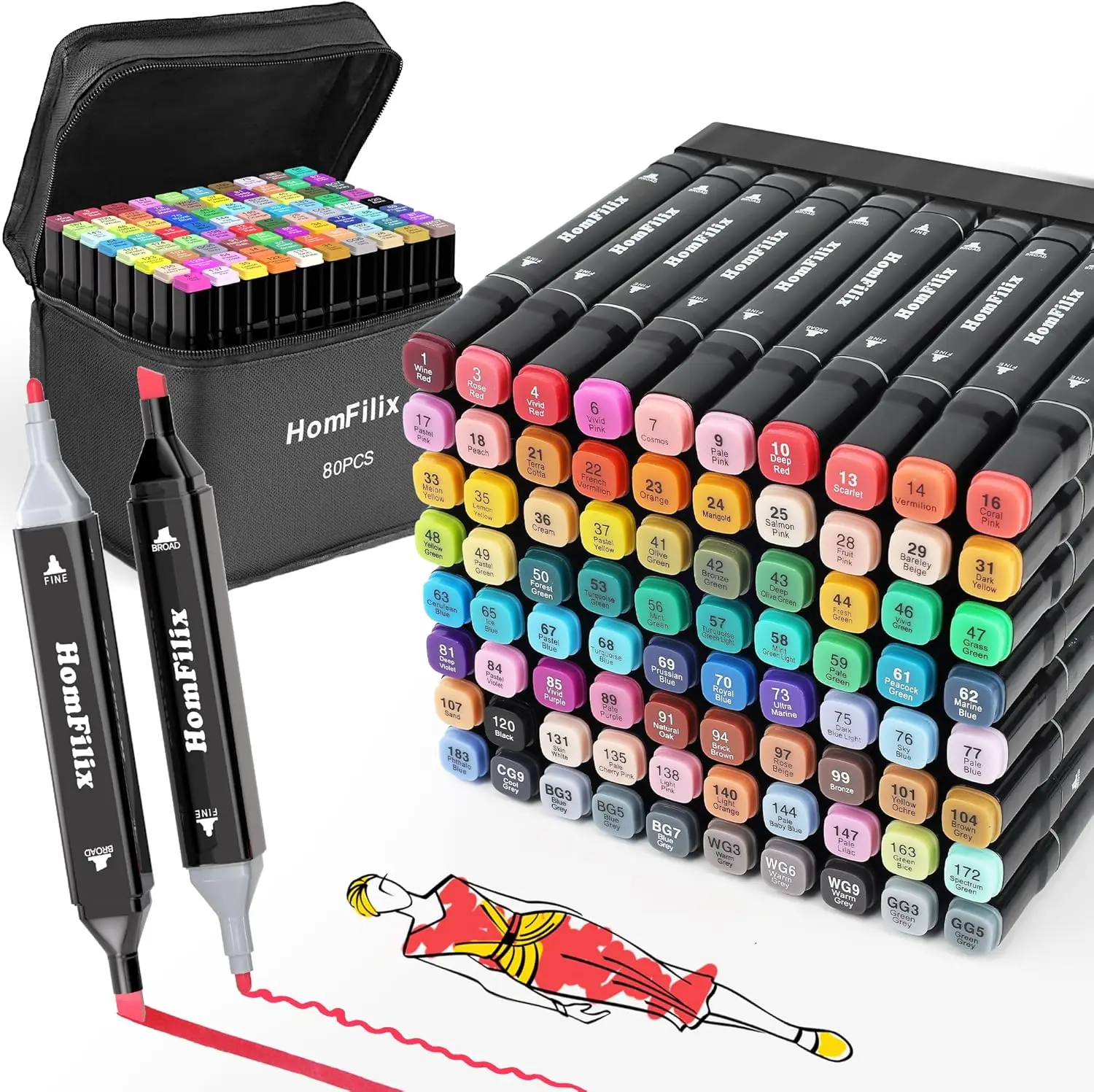 80 Colors Dual Tip Alcohol Markers Set - Perfect for Coloring, Drawing & Illustration
80 Colors Dual Tip Alcohol Markers Set - Perfect for Coloring, Drawing & Illustration