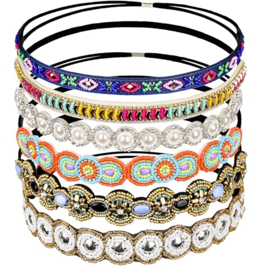 Teenitor 6CS Elastic Headbands for Women, Rhinestone Beaded Women Headbands, Vintage Jewelry Hairbands for Girl, Hair Accessori
Teenitor 6CS Elastic Headbands for Women, Rhinestone Beaded Women Headbands, Vintage Jewelry Hairbands for Girl, Hair Accessori