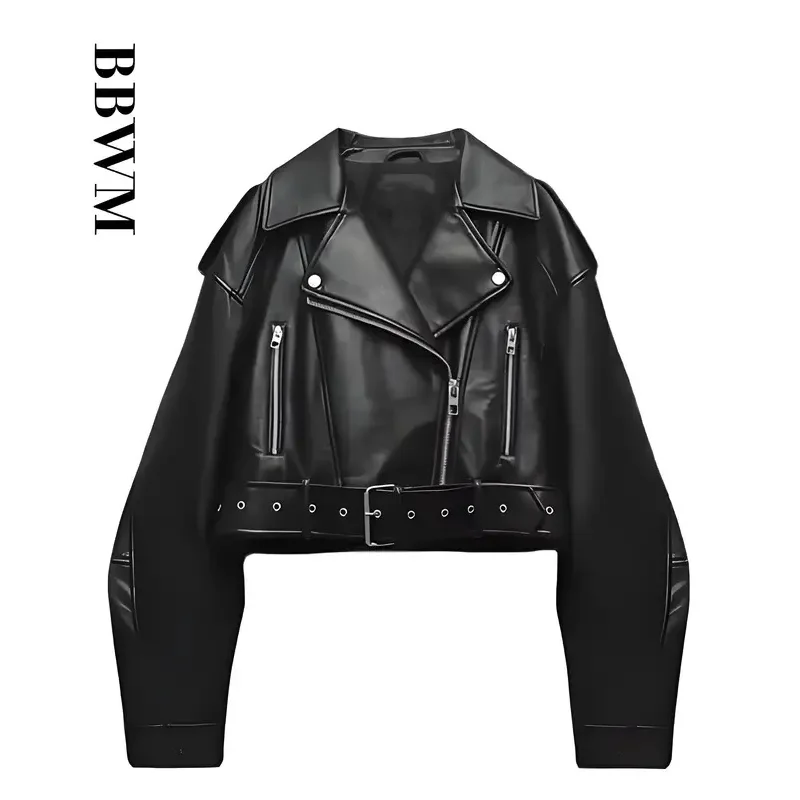 TRAF women's oversized retro loose Pu synthetic leather short jacket with belt street wear women's zipper retro motorcycle jacke
TRAF women's oversized retro loose Pu synthetic leather short jacket with belt street wear women's zipper retro motorcycle jacke