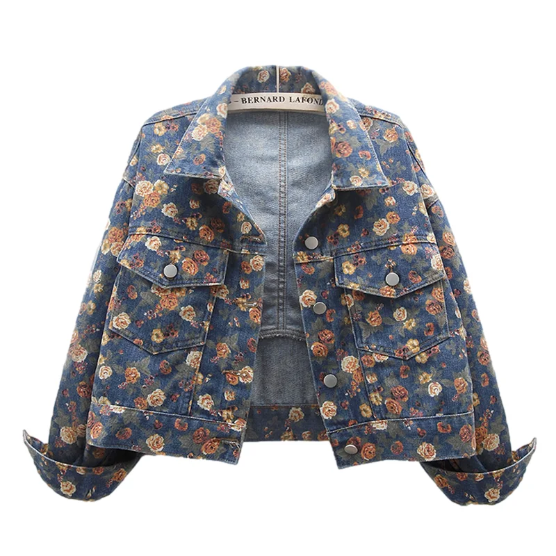 Spring Autumn Vintage Blue Print Big Pocket Denim Jacket Women Loose Short Cowboy Outerwear Long Sleeve Jeans Jacket Coat Female
Spring Autumn Vintage Blue Print Big Pocket Denim Jacket Women Loose Short Cowboy Outerwear Long Sleeve Jeans Jacket Coat Female