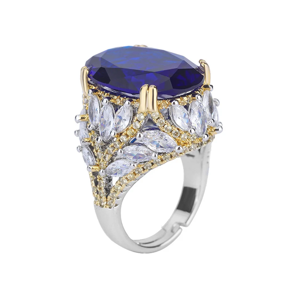 Elegant Copper-based Gold-plated Simulated Blue Glass Finger-set Diamond Women's Rings High-grade Micro-set Index Finger Rings
Elegant Copper-based Gold-plated Simulated Blue Glass Finger-set Diamond Women's Rings High-grade Micro-set Index Finger Rings