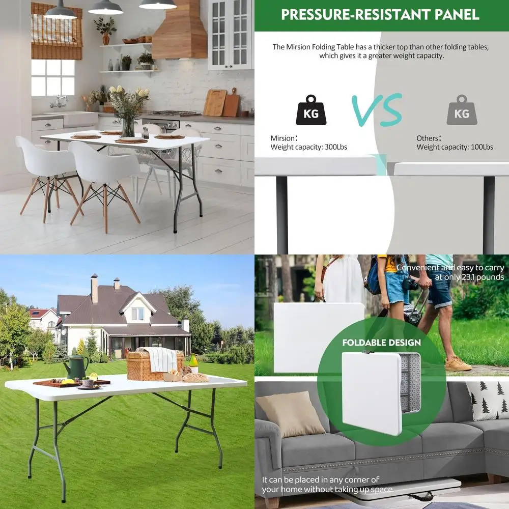 Portable 6-Foot White Plastic Folding Table for Outdoors, Indoors, and Events
Portable 6-Foot White Plastic Folding Table for Outdoors, Indoors, and Events