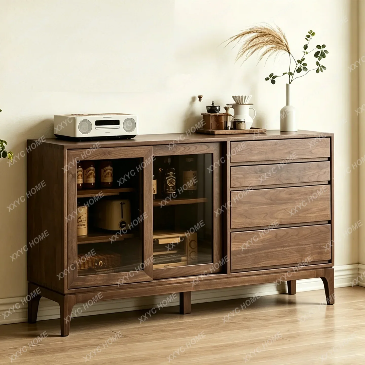 Black Walnut Side Cabinet Modern Simple Dining Room Glass Tea Cabinet Coffee Cabinet Living Room Storage
Black Walnut Side Cabinet Modern Simple Dining Room Glass Tea Cabinet Coffee Cabinet Living Room Storage