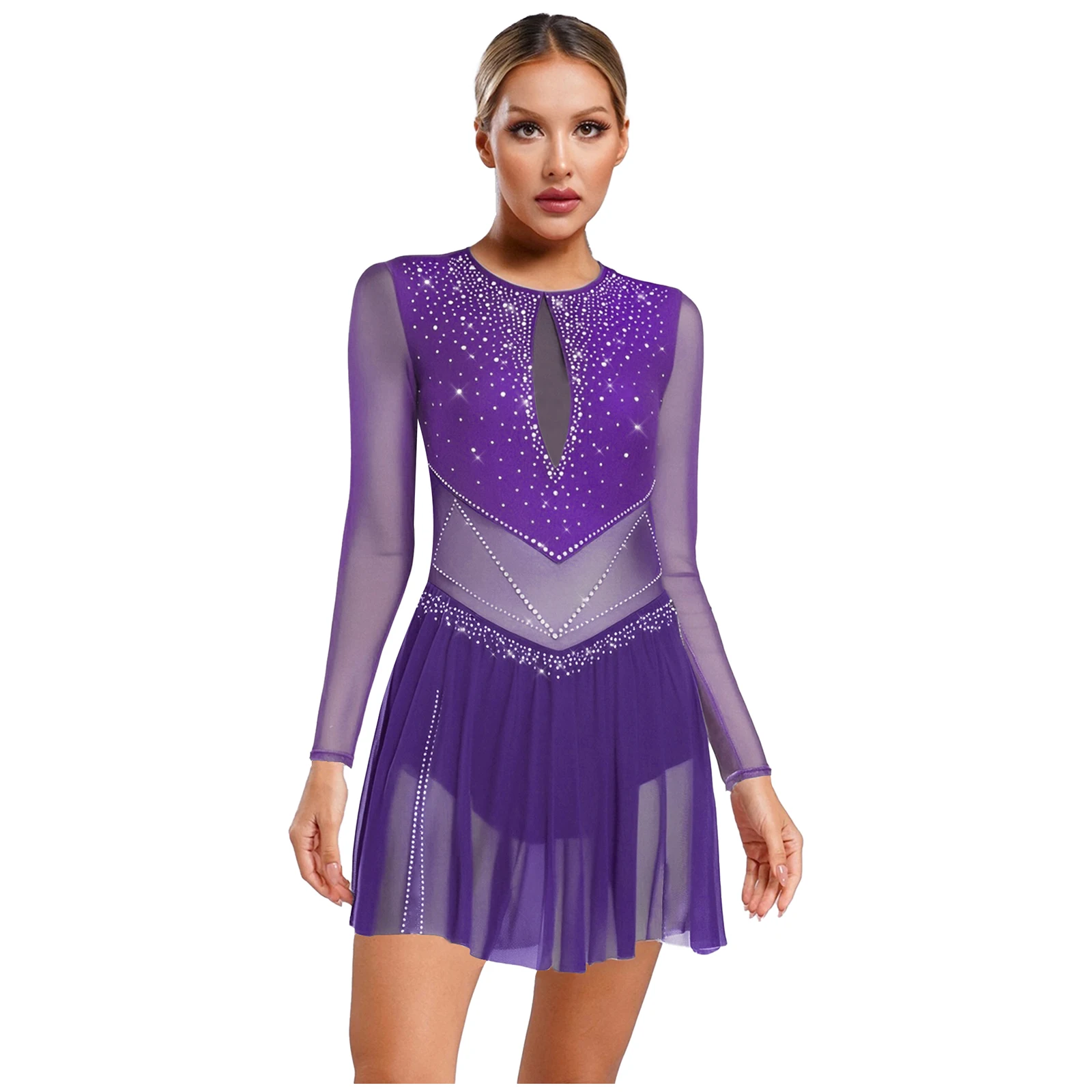 Women Lyrical Ballet Modern Figure Skating Dance Dresses Long Sleeve Shiny Sheer Mesh Dress for Performance Competition Dresses
Women Lyrical Ballet Modern Figure Skating Dance Dresses Long Sleeve Shiny Sheer Mesh Dress for Performance Competition Dresses