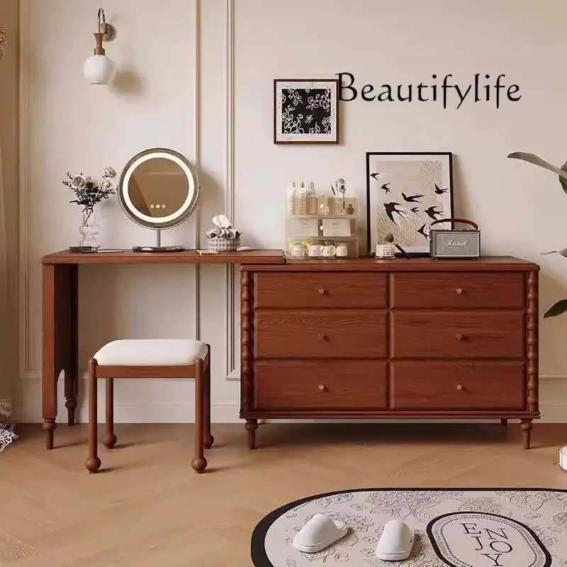 French medieval style all solid wood dresser chest cabinet integrated retractable corner makeup table
French medieval style all solid wood dresser chest cabinet integrated retractable corner makeup table