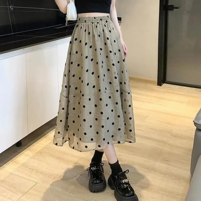 Womens Elastic High Waist Polka Dot Mesh Tiered Flowy Midi Skirt
Womens Elastic High Waist Polka Dot Mesh Tiered Flowy Midi Skirt