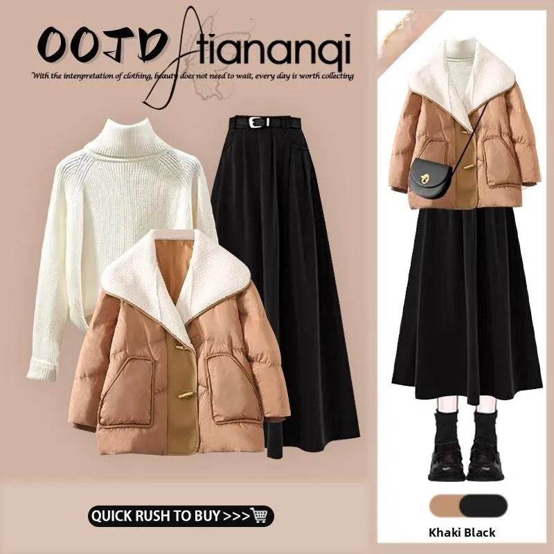 Winter Thickened Short Cotton Jacket Lamb Fur Collar Half Skirt Three Piece Set Unique Elegant Style Long Sleeve Overhead Clo...
Winter Thickened Short Cotton Jacket Lamb Fur Collar Half Skirt Three Piece Set Unique Elegant Style Long Sleeve Overhead Clo...