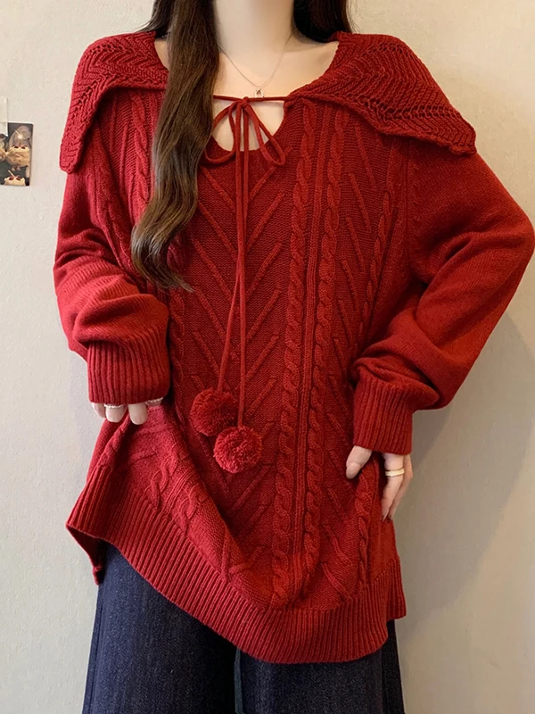 plus Size Women's Knitted Sweater with Doll Collar Loose Fit Versatile Autumn Winter Slimming Sle Commute Faion Korean Ve...
plus Size Women's Knitted Sweater with Doll Collar Loose Fit Versatile Autumn Winter Slimming Sle Commute Faion Korean Ve...