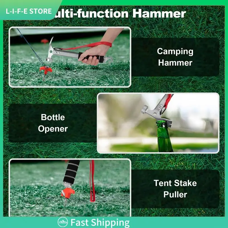 Camping Hammer Aluminum, 3-In-1 Functional Tent Stake Hammer With Puller, Light Weight Mallet For Camping, Hiking-AA98
Camping Hammer Aluminum, 3-In-1 Functional Tent Stake Hammer With Puller, Light Weight Mallet For Camping, Hiking-AA98