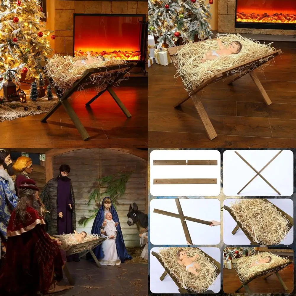 Large Wooden Baby in Manger Nativity Scene with Resin Jesus, Natural Hay for Traditional Religious Christmas Decor Indoor Outdoo
Large Wooden Baby in Manger Nativity Scene with Resin Jesus, Natural Hay for Traditional Religious Christmas Decor Indoor Outdoo