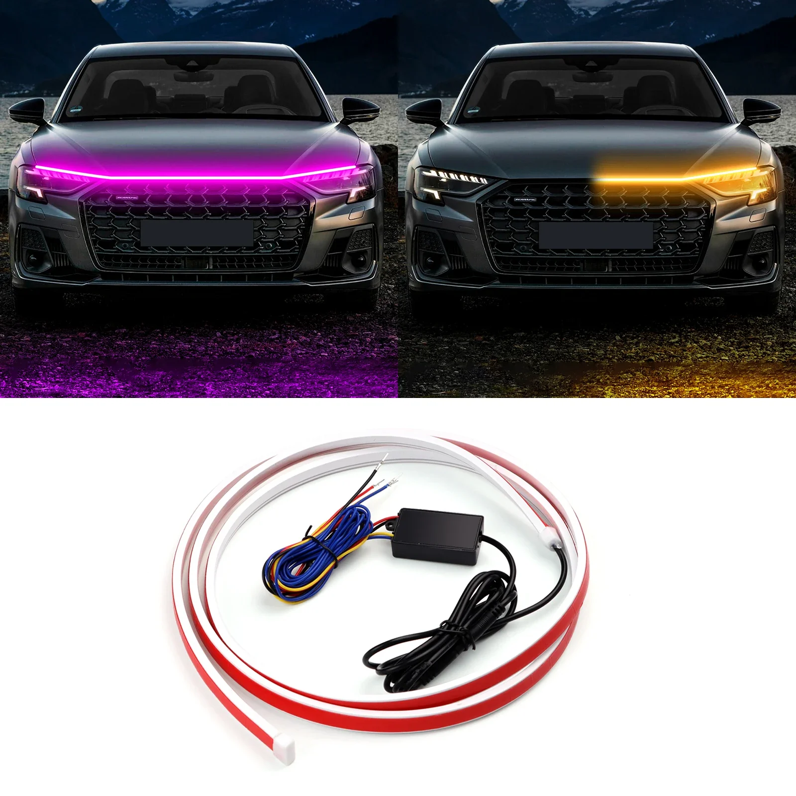 Двухцветная светодиодная лента для капота автомобиля, универсальный комплект для подсветки, 12В, гибкая, водонепроницаемая, декоративный аксессуар для экстерьера
Двухцветная светодиодная лента для капота автомобиля, универсальный комплект для подсветки, 12В, гибкая, водонепроницаемая, декоративный аксессуар для экстерьера