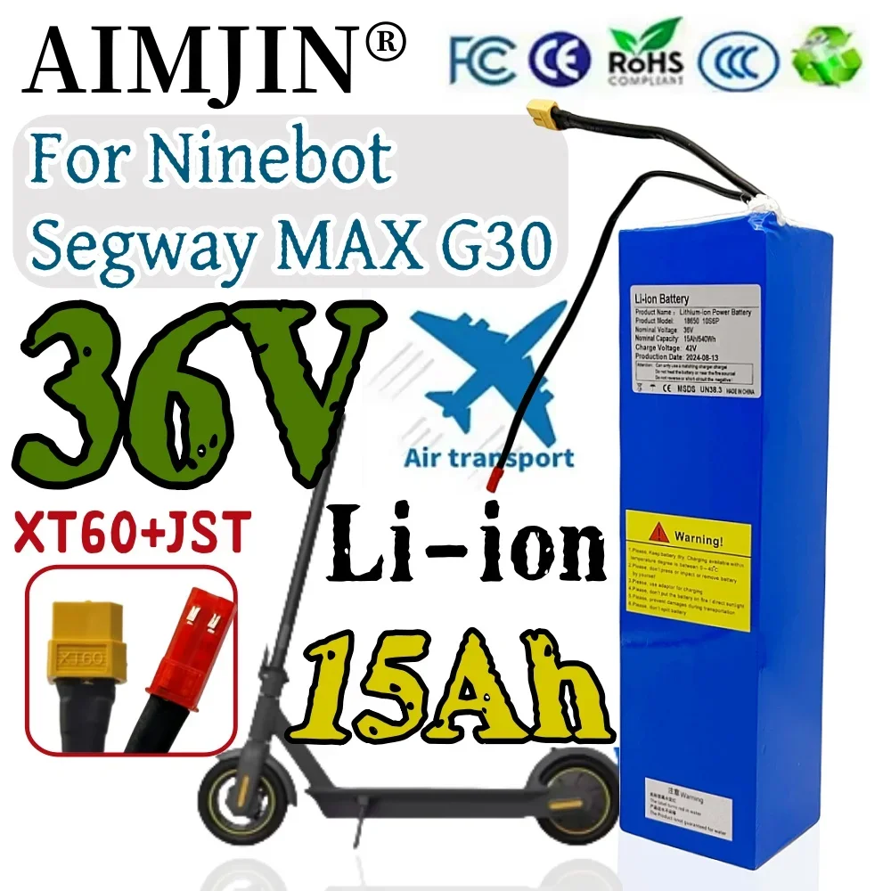 10S6P 36V 15000mAh/15Ah Li-ion Rechargeable Battery Pack For Segway Ninebot MAX G30 Electric Scooter Special Battery
10S6P 36V 15000mAh/15Ah Li-ion Rechargeable Battery Pack For Segway Ninebot MAX G30 Electric Scooter Special Battery