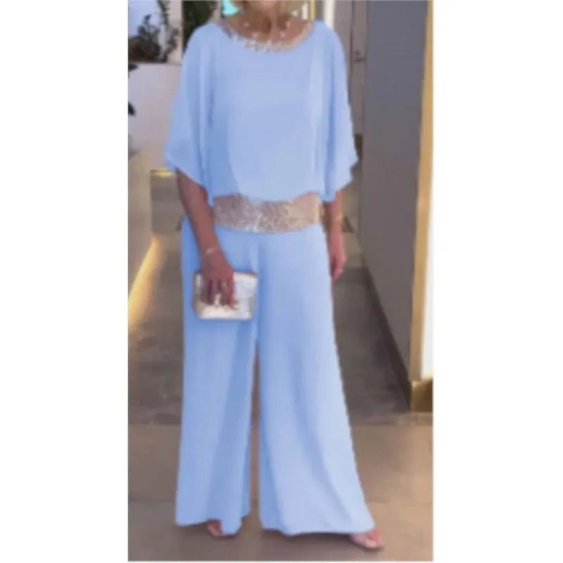 Women's Set Round Neck Solid Color Sequin Color Blocked Bat Shirt Top Wide Leg Pants Elegant Temperament Commuting New Product
Women's Set Round Neck Solid Color Sequin Color Blocked Bat Shirt Top Wide Leg Pants Elegant Temperament Commuting New Product