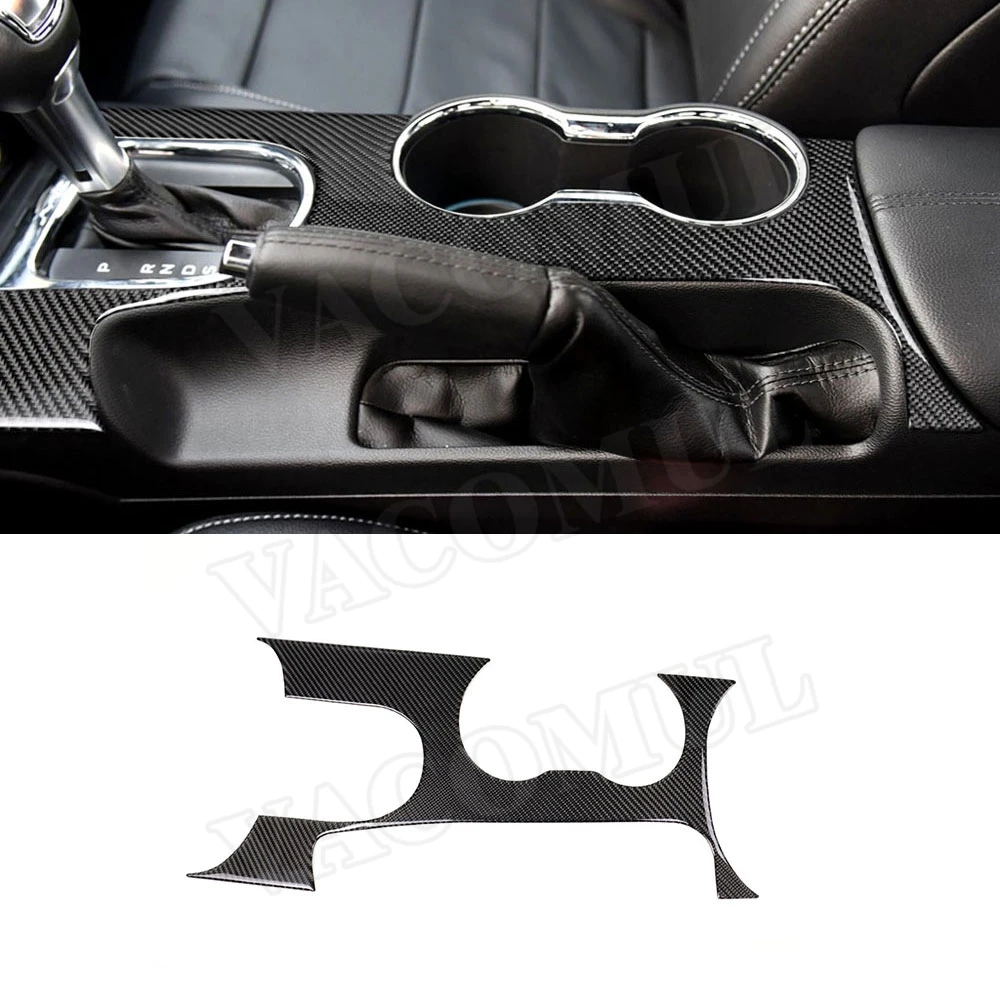 Carbon Fiber Car Gear Shift Panel Trim Frame Cover For Ford Mustang 2015 -2017 Water Cup Holder Trim Sticker 
Carbon Fiber Car Gear Shift Panel Trim Frame Cover For Ford Mustang 2015 -2017 Water Cup Holder Trim Sticker