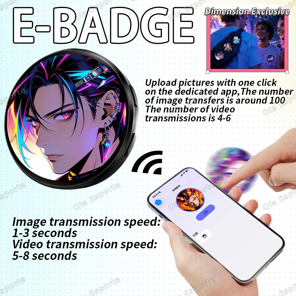 New Anime E-Badge Display Pin 1.50 Inch Touch Screen with LED Button Collectible Cyber Dynamic Gift for Otaku Fans And Friends
New Anime E-Badge Display Pin 1.50 Inch Touch Screen with LED Button Collectible Cyber Dynamic Gift for Otaku Fans And Friends