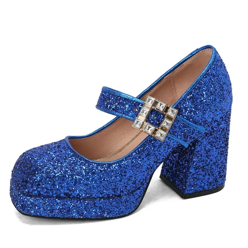 Glitter Bling Sequins Blue Women Mary Shoes for Wedding Sparkle Silver Gold Platform Pumps Chunky High Heels for Evening Dress
Glitter Bling Sequins Blue Women Mary Shoes for Wedding Sparkle Silver Gold Platform Pumps Chunky High Heels for Evening Dress