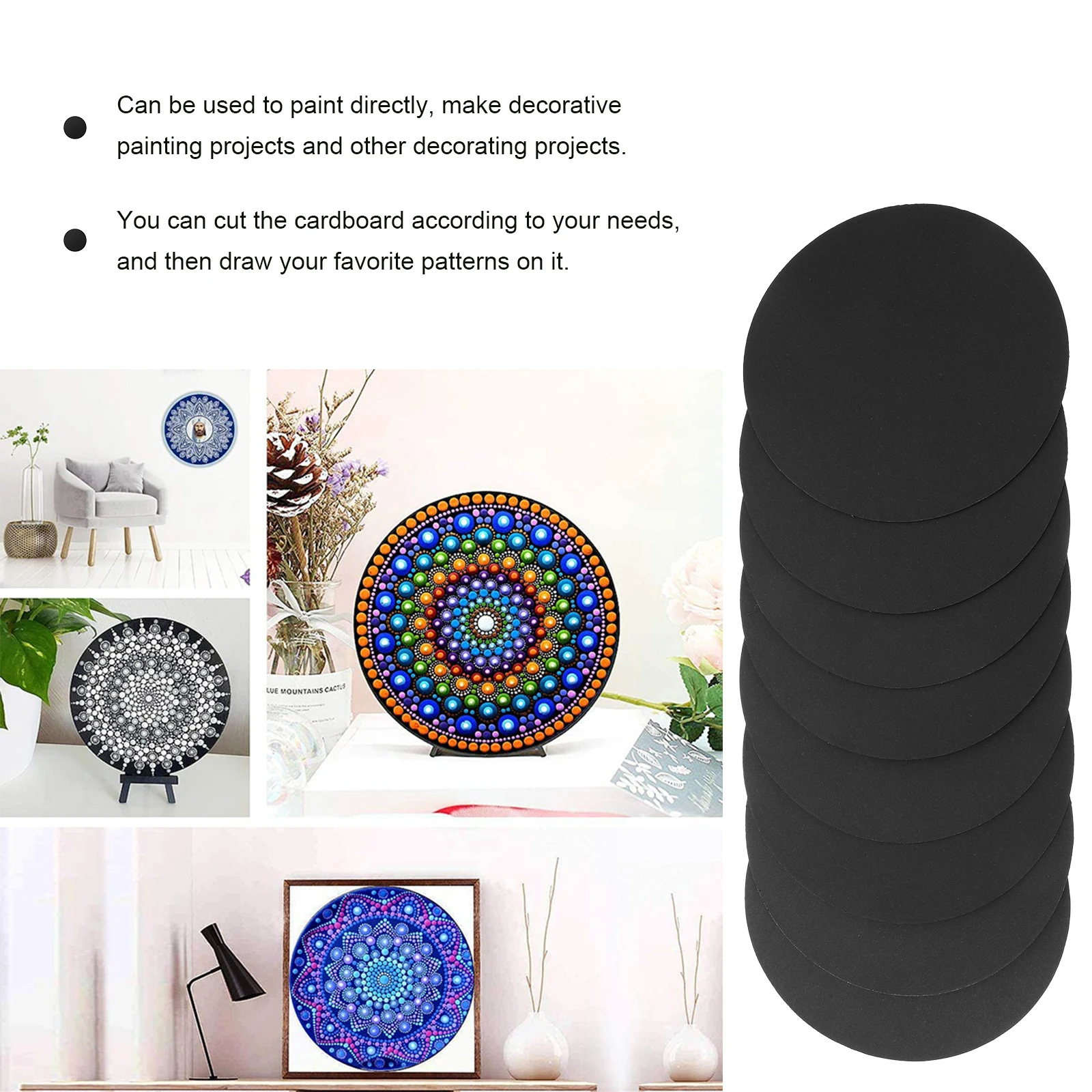 8pcs Round Mandala Painting Paperboard Black Background Diy Kraft Cardstock For Decorative Dotting Drawing Projects
8pcs Round Mandala Painting Paperboard Black Background Diy Kraft Cardstock For Decorative Dotting Drawing Projects