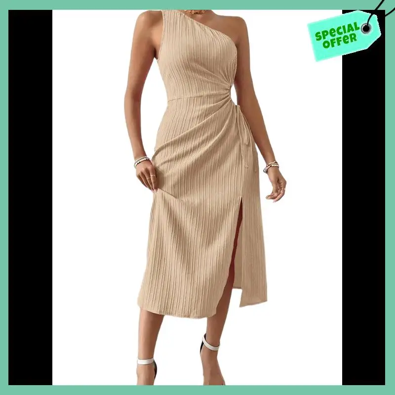 Sturdy Women's One Shoulder Sundress Cut Out High Split Sleeveless Midi Summer Dress
Sturdy Women's One Shoulder Sundress Cut Out High Split Sleeveless Midi Summer Dress