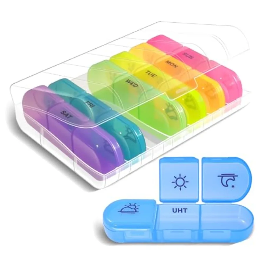 Weekly Pill Organizer 3 Time a Day 7 Day Medicine Pill Organizer and Travel Pill Box with Lar Opening, Elegant Pill Cae for Eay
Weekly Pill Organizer 3 Time a Day 7 Day Medicine Pill Organizer and Travel Pill Box with Lar Opening, Elegant Pill Cae for Eay