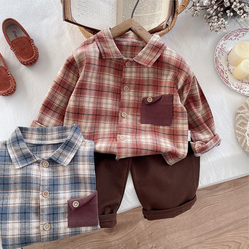 Long Sleeved Checkered Shirt Spring New Children Casual Shirt Cotton Kid Boys Girls Baby Two Piece Set Children Clothing Classic
Long Sleeved Checkered Shirt Spring New Children Casual Shirt Cotton Kid Boys Girls Baby Two Piece Set Children Clothing Classic