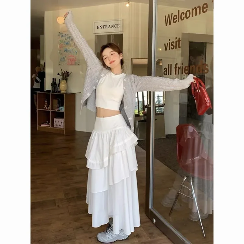 Women's White High Waist Tiered Ruffle Maxi Skirt A-line Flowy Casual Daily Loose Midi Long Skirt
Women's White High Waist Tiered Ruffle Maxi Skirt A-line Flowy Casual Daily Loose Midi Long Skirt