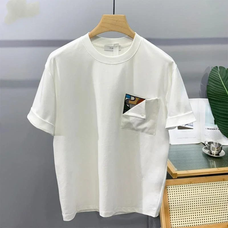 LIBIELIY LIBIELIY Design Contrasting Color Pocket Casual Short-sleeved T-shirt Men's Summer Large Size 300 Catties American Retr
LIBIELIY LIBIELIY Design Contrasting Color Pocket Casual Short-sleeved T-shirt Men's Summer Large Size 300 Catties American Retr