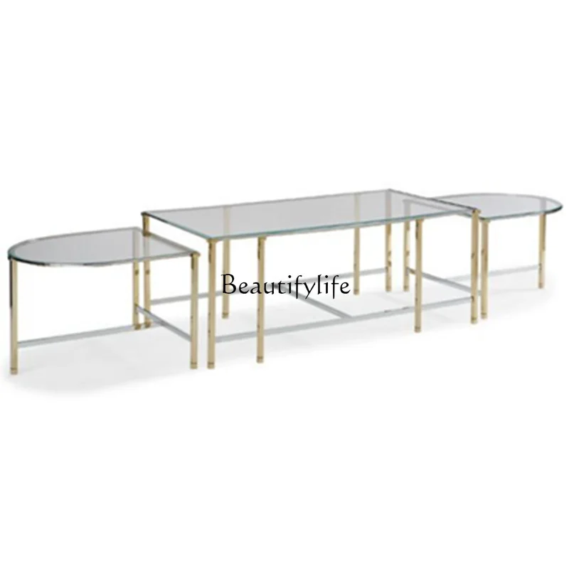 American light luxury living room square coffee table sofa glass coffee table combination
American light luxury living room square coffee table sofa glass coffee table combination