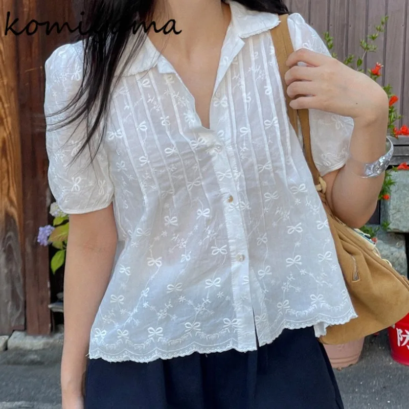 Рубашки и блузки с вышитым бантом, плиссированные женские блузки 2021, с коротким рукавом, Ropa Mujer, однобортные майки, летние Roupas
Рубашки и блузки с вышитым бантом, плиссированные женские блузки 2021, с коротким рукавом, Ropa Mujer, однобортные майки, летние Roupas