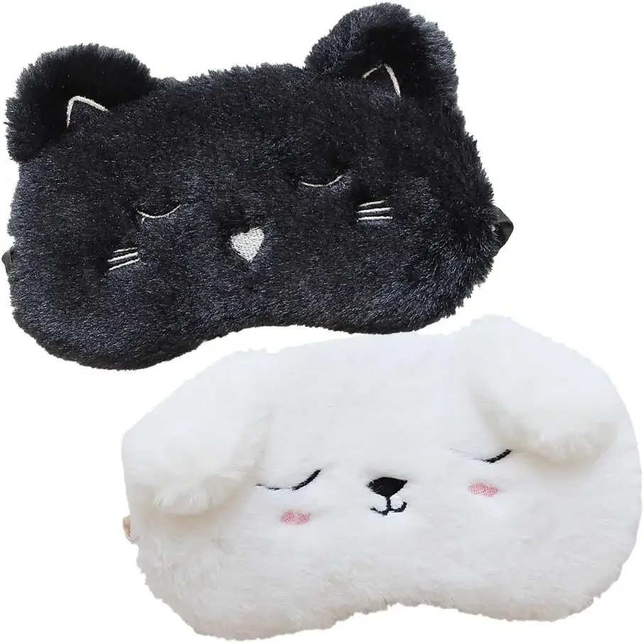 2 Pcs Cute Sleepping Eyemask Black Cat & White Dog Animal Cartoon Style Silk Feeling Plush Eye-Shade Cover Blinder
2 Pcs Cute Sleepping Eyemask Black Cat & White Dog Animal Cartoon Style Silk Feeling Plush Eye-Shade Cover Blinder