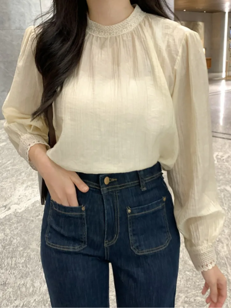 Ele Вышитое кружево Bubble Sve irt с воротником-стойкой, весенний новый Sle, универсальная текстура, женский модный корейский топ
Ele Вышитое кружево Bubble Sve irt с воротником-стойкой, весенний новый Sle, универсальная текстура, женский модный корейский топ