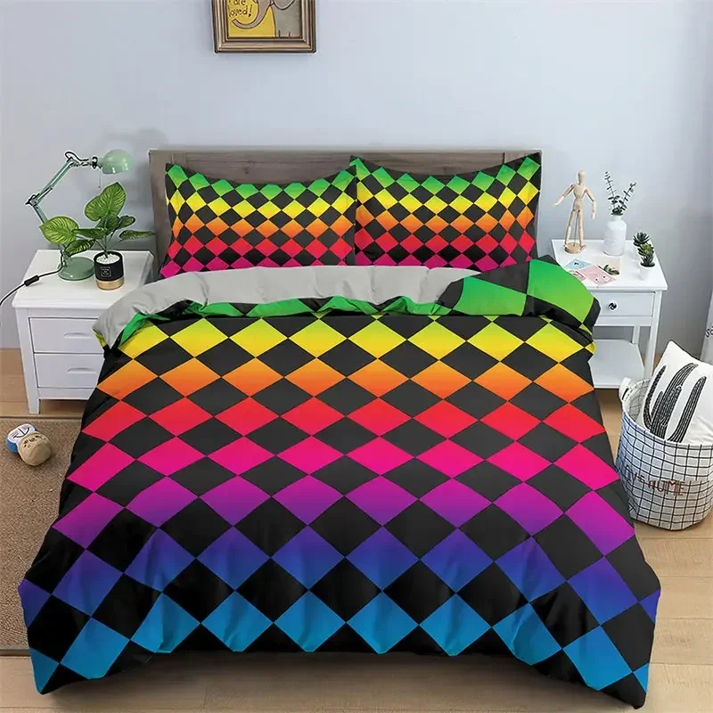 Abstract Geometric Rainbow Plaid Comfortable Duvet Quilt Cover Pillowcase Bedding Set Children Bedroom Decoration Home Textile
Abstract Geometric Rainbow Plaid Comfortable Duvet Quilt Cover Pillowcase Bedding Set Children Bedroom Decoration Home Textile