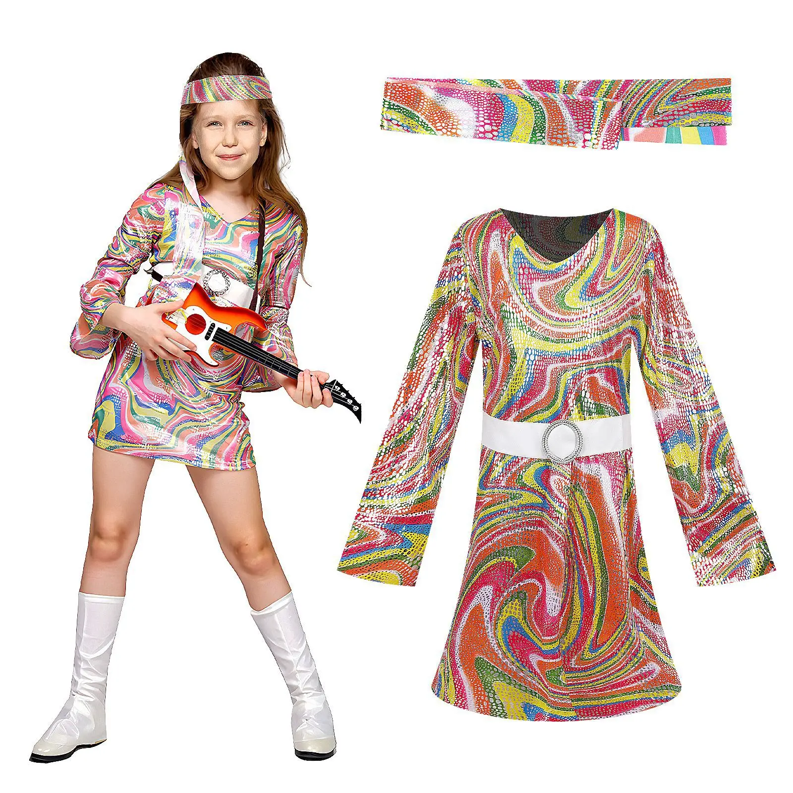 Girls' Retro Hippie Costumes Children's Disco Stage Performance Costumes Halloween Party Acting Costumes
Girls' Retro Hippie Costumes Children's Disco Stage Performance Costumes Halloween Party Acting Costumes 