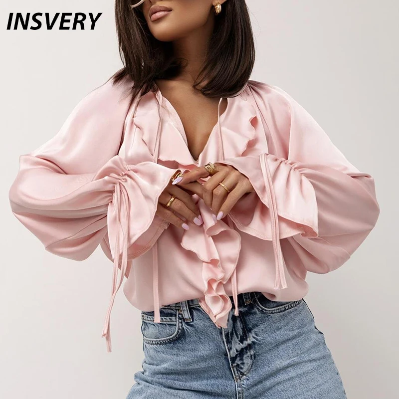 Elegant Women Ruffle Blouses Shirt Solid V Neck Long Sleeve Women Shirt Tops Office Blouses Female Blus
Elegant Women Ruffle Blouses Shirt Solid V Neck Long Sleeve Women Shirt Tops Office Blouses Female Blus