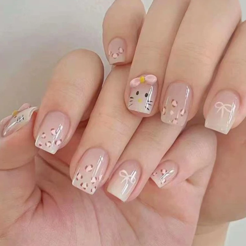 Sweet Pink 3D Bowknot Leopard Cute Nail Art White Gradient Wearable Fake Nails Detachable Finished False Nails Press on Nails
Sweet Pink 3D Bowknot Leopard Cute Nail Art White Gradient Wearable Fake Nails Detachable Finished False Nails Press on Nails