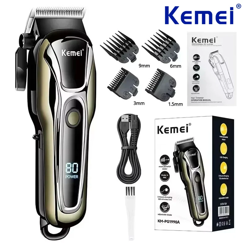 Kemei KM-PG1990A Barber Professional Hair Clipper LCD Power Display Electric Hair Trimmer Powerful Cordless Hair Clippers
Kemei KM-PG1990A Barber Professional Hair Clipper LCD Power Display Electric Hair Trimmer Powerful Cordless Hair Clippers