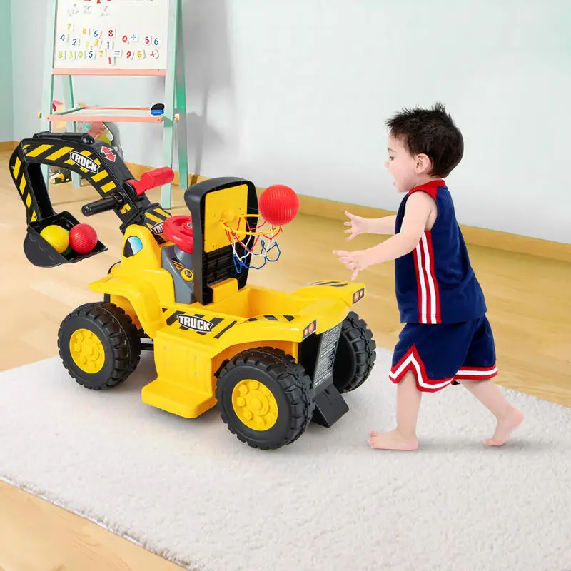 6V Kids Ride On Excavator Fun Digger with Folding Basketball Hoop
6V Kids Ride On Excavator Fun Digger with Folding Basketball Hoop