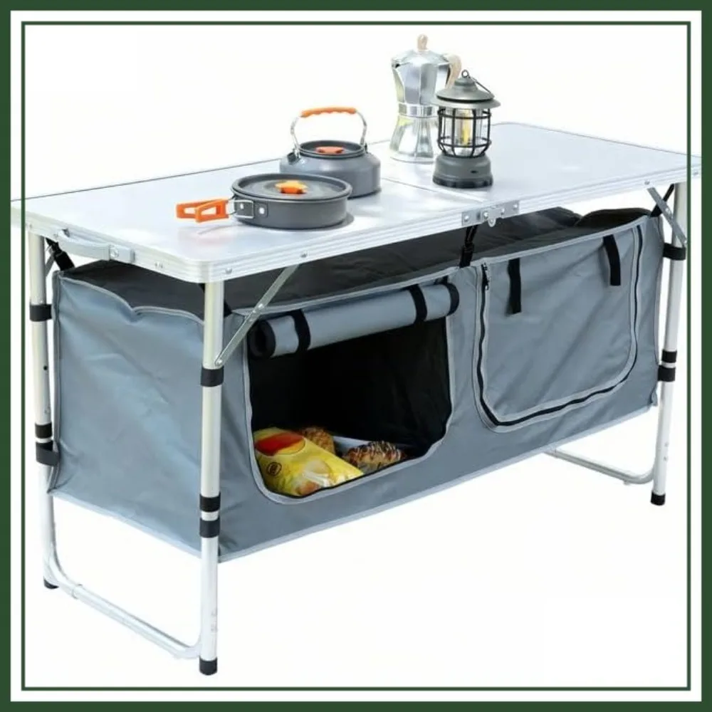Folding Camping Table with Storage, 3 Heights Adjustable, Lightweight Aluminum Portable for BBQ Picnic Hiking Beach Indoor
Folding Camping Table with Storage, 3 Heights Adjustable, Lightweight Aluminum Portable for BBQ Picnic Hiking Beach Indoor