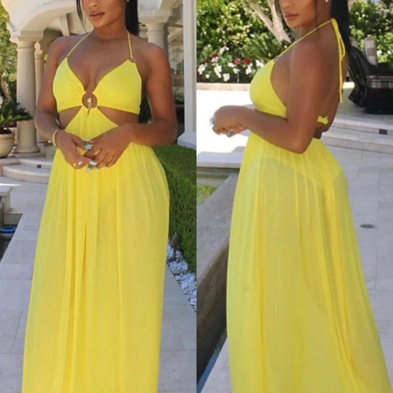 Hanging Neck Hollow Out Dresses Women Summer Clothing Wish Sexy Vacation Thin Strap Splicing Floor Length Jumpsuit Long Skirt
Hanging Neck Hollow Out Dresses Women Summer Clothing Wish Sexy Vacation Thin Strap Splicing Floor Length Jumpsuit Long Skirt