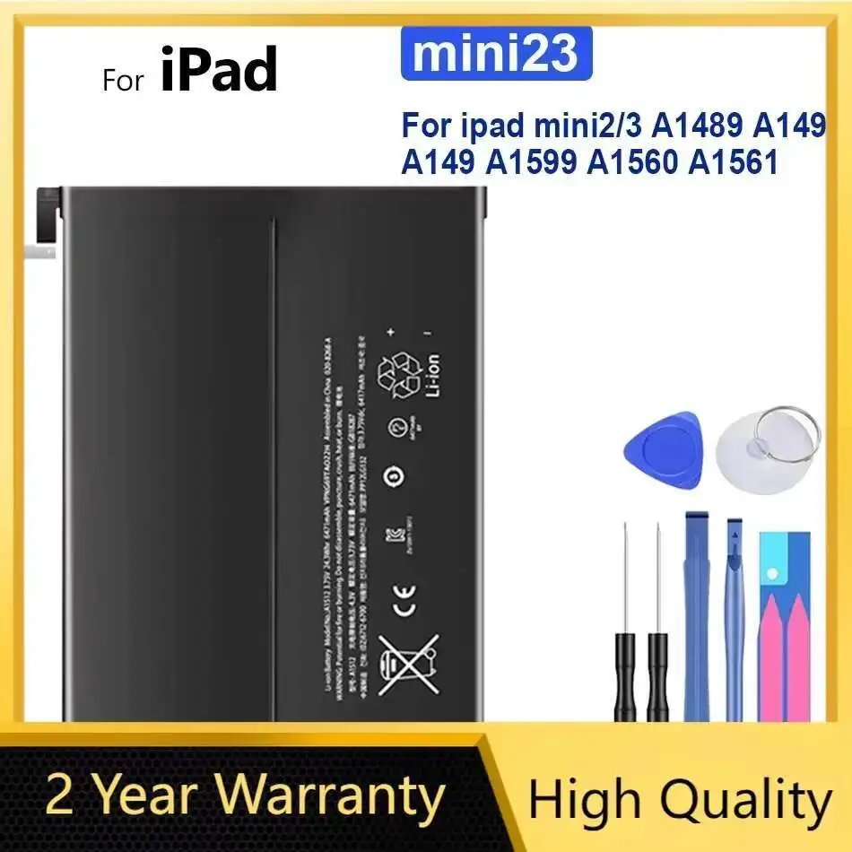 Аккумулятор для планшета 6471 мАч для Apple iPad mini2/3 A1489 A1490 A149 A1599 A1560 A1561 mini2 mini3 mini 2/3
Аккумулятор для планшета 6471 мАч для Apple iPad mini2/3 A1489 A1490 A149 A1599 A1560 A1561 mini2 mini3 mini 2/3